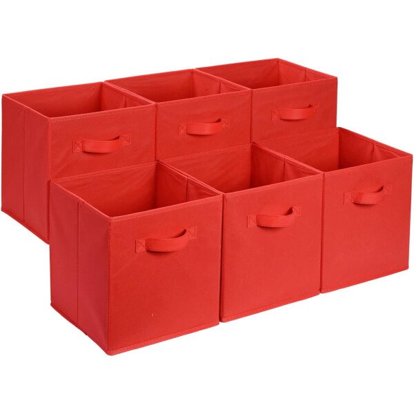 Amazon Basics - Cestos plegables de tela para almacenar, organizadores con asas, 10.5 x 10.5 x 11 pulgadas, color gris, paquete de 6 - Image 12