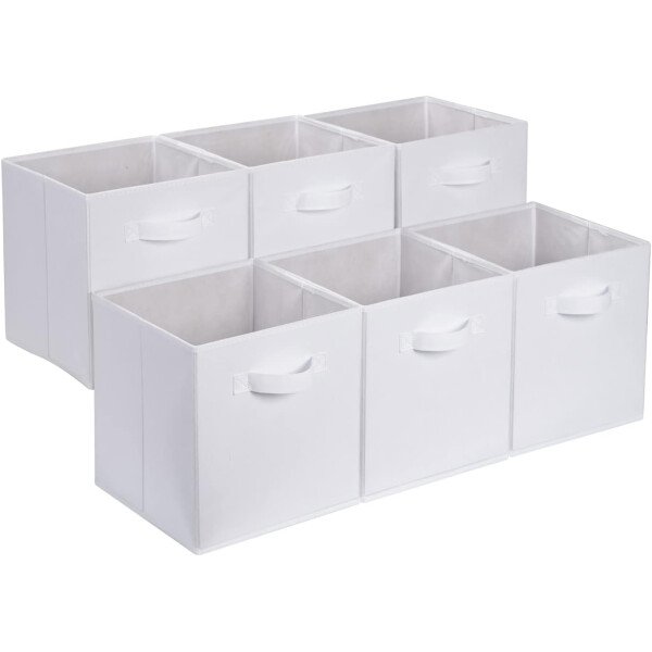 Amazon Basics - Cestos plegables de tela para almacenar, organizadores con asas, 10.5 x 10.5 x 11 pulgadas, color gris, paquete de 6 - Image 28