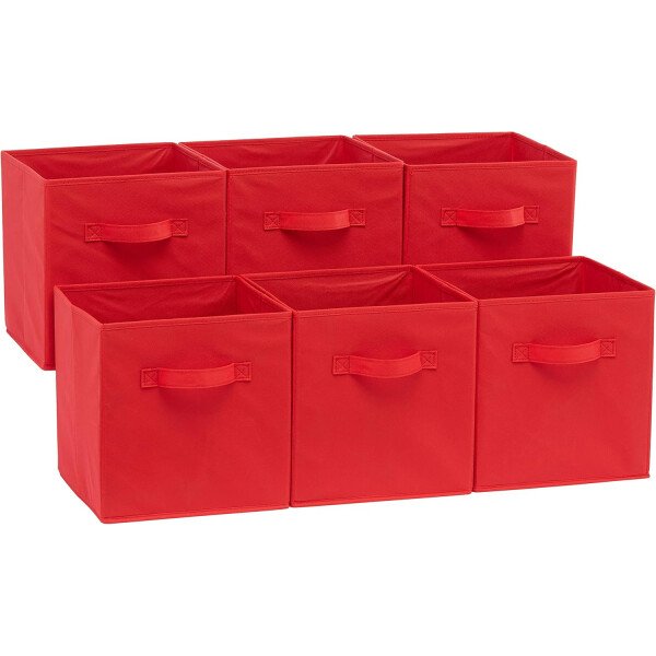 Amazon Basics - Cestos plegables de tela para almacenar, organizadores con asas, 10.5 x 10.5 x 11 pulgadas, color gris, paquete de 6 - Image 34