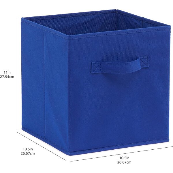 Amazon Basics - Cestos plegables de tela para almacenar, organizadores con asas, 10.5 x 10.5 x 11 pulgadas, color gris, paquete de 6 - Image 50