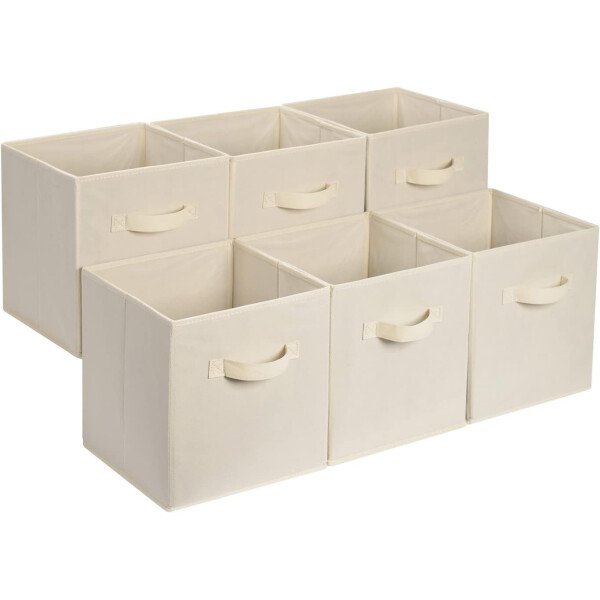 Amazon Basics - Cestos plegables de tela para almacenar, organizadores con asas, 10.5 x 10.5 x 11 pulgadas, color gris, paquete de 6 - Image 61