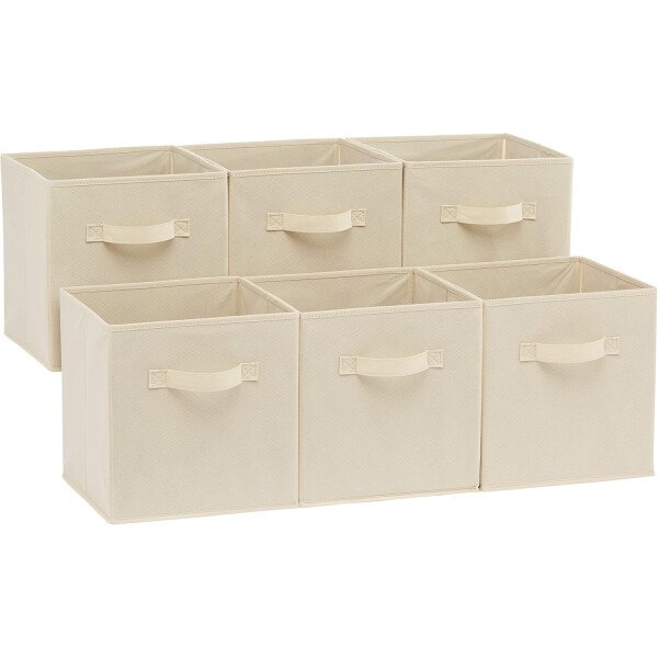 Amazon Basics - Cestos plegables de tela para almacenar, organizadores con asas, 10.5 x 10.5 x 11 pulgadas, color gris, paquete de 6 - Image 67