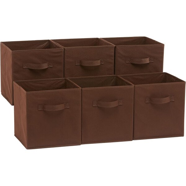 Amazon Basics - Cestos plegables de tela para almacenar, organizadores con asas, 10.5 x 10.5 x 11 pulgadas, color gris, paquete de 6 - Image 75