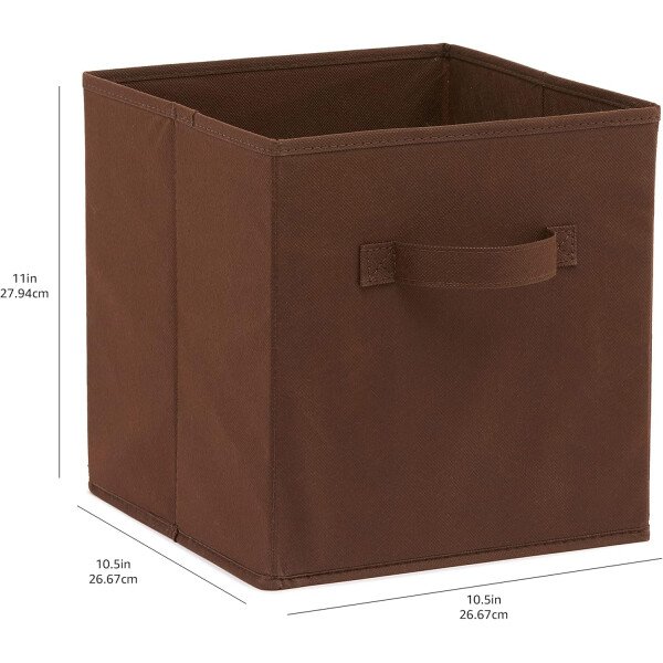 Amazon Basics - Cestos plegables de tela para almacenar, organizadores con asas, 10.5 x 10.5 x 11 pulgadas, color gris, paquete de 6 - Image 79