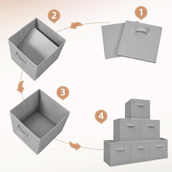 STORAGE MANIAC Cubos de almacenamiento, 11 pulgadas, duraderos, paquete de 6 contenedores plegables de tela con asas para organización, armario, estantes, oficinas, juguetes, color negro - Imagen 13