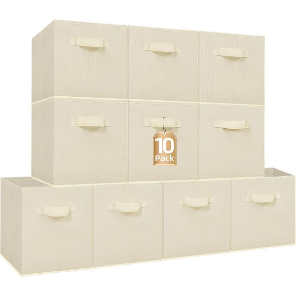 STORAGE MANIAC Cubos de almacenamiento, 11 pulgadas, duraderos, paquete de 6 contenedores plegables de tela con asas para organización, armario, estantes, oficinas, juguetes, color negro - Imagen 17
