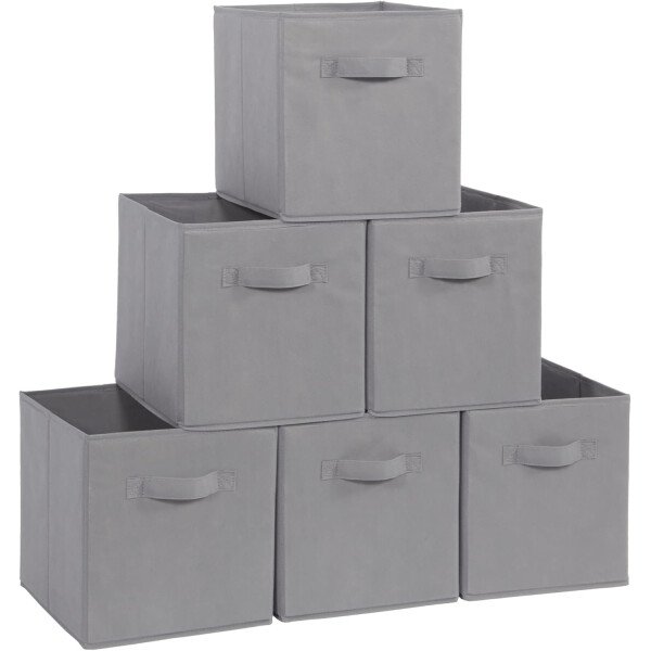 STORAGE MANIAC Cubos de almacenamiento, 11 pulgadas, duraderos, paquete de 6 contenedores plegables de tela con asas para organización, armario, estantes, oficinas, juguetes, color negro - Imagen 28