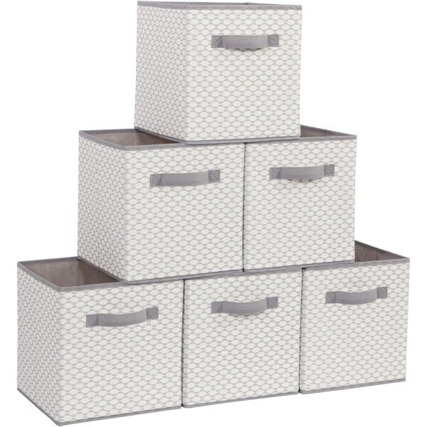 STORAGE MANIAC Cubos de almacenamiento, 11 pulgadas, duraderos, paquete de 6 contenedores plegables de tela con asas para organización, armario, estantes, oficinas, juguetes, color negro - Imagen 30