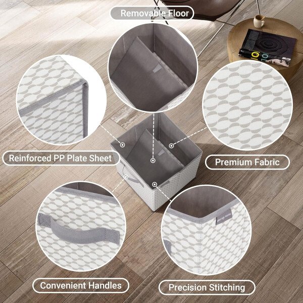 STORAGE MANIAC Cubos de almacenamiento, 11 pulgadas, duraderos, paquete de 6 contenedores plegables de tela con asas para organización, armario, estantes, oficinas, juguetes, color negro - Imagen 32