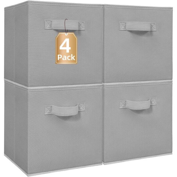 STORAGE MANIAC Cubos de almacenamiento, 11 pulgadas, duraderos, paquete de 6 contenedores plegables de tela con asas para organización, armario, estantes, oficinas, juguetes, color negro - Imagen 37