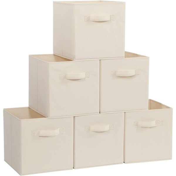 STORAGE MANIAC Cubos de almacenamiento, 11 pulgadas, duraderos, paquete de 6 contenedores plegables de tela con asas para organización, armario, estantes, oficinas, juguetes, color negro - Imagen 39