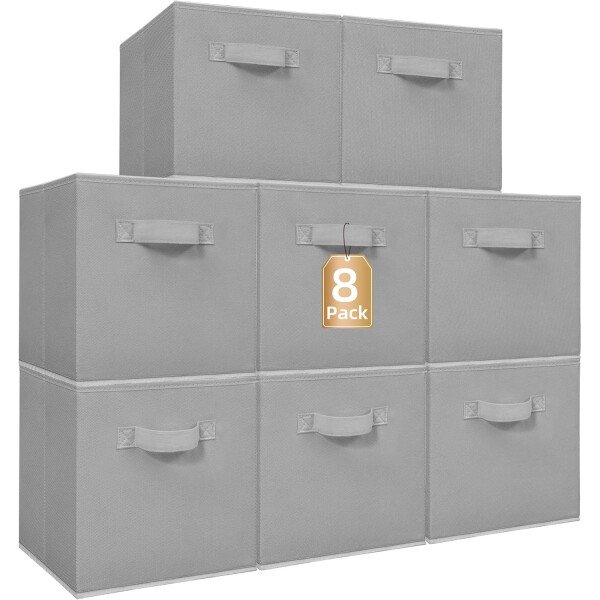 STORAGE MANIAC Cubos de almacenamiento, 11 pulgadas, duraderos, paquete de 6 contenedores plegables de tela con asas para organización, armario, estantes, oficinas, juguetes, color negro - Imagen 41