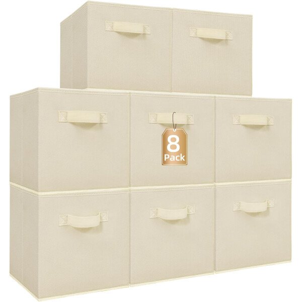 STORAGE MANIAC Cubos de almacenamiento, 11 pulgadas, duraderos, paquete de 6 contenedores plegables de tela con asas para organización, armario, estantes, oficinas, juguetes, color negro - Imagen 43