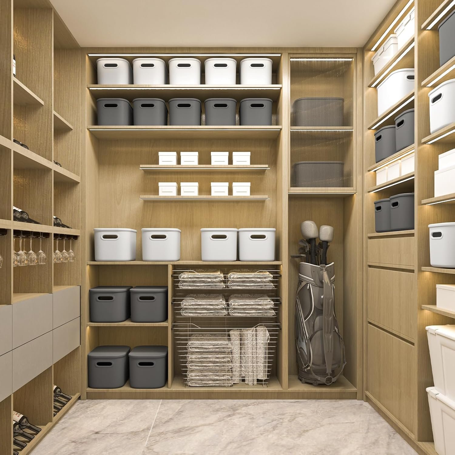 Paquete de 8 contenedores de almacenamiento coloridos con tapas, apilables para organizar, cajas de almacenamiento con asa para estantes, bonitos contenedores de almacenamiento para - Imagen 10