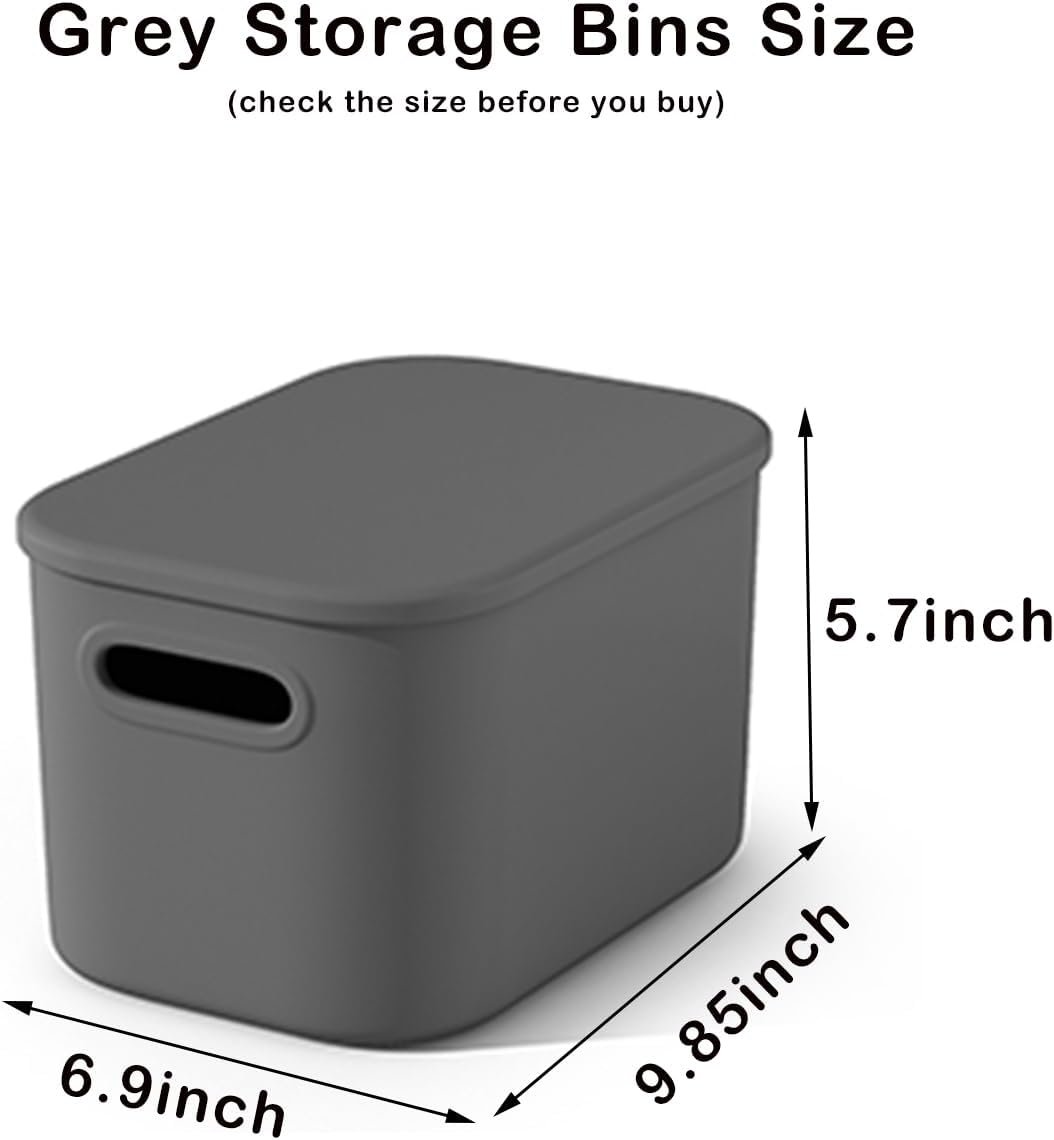 Paquete de 8 contenedores de almacenamiento coloridos con tapas, apilables para organizar, cajas de almacenamiento con asa para estantes, bonitos contenedores de almacenamiento para - Imagen 15