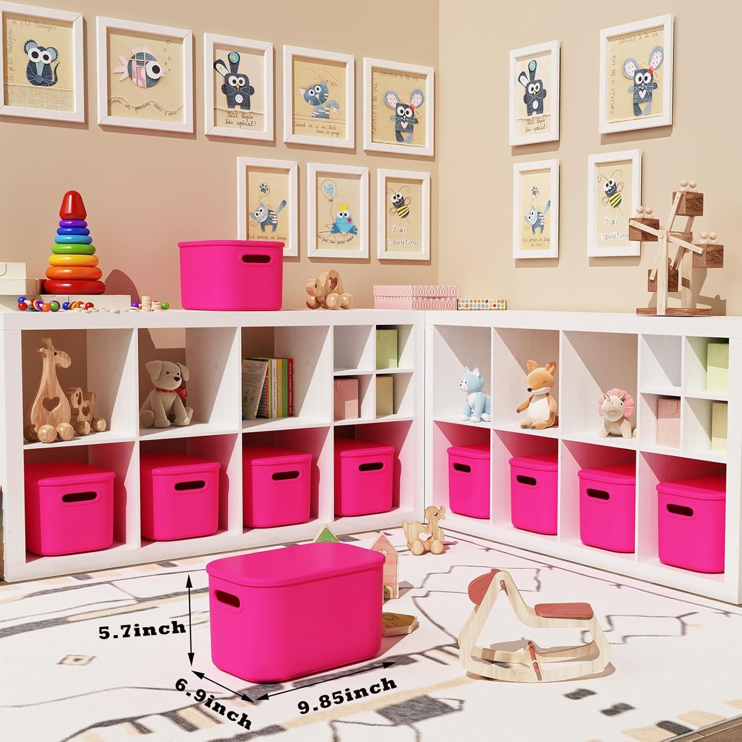 Paquete de 8 contenedores de almacenamiento coloridos con tapas, apilables para organizar, cajas de almacenamiento con asa para estantes, bonitos contenedores de almacenamiento para - Imagen 17