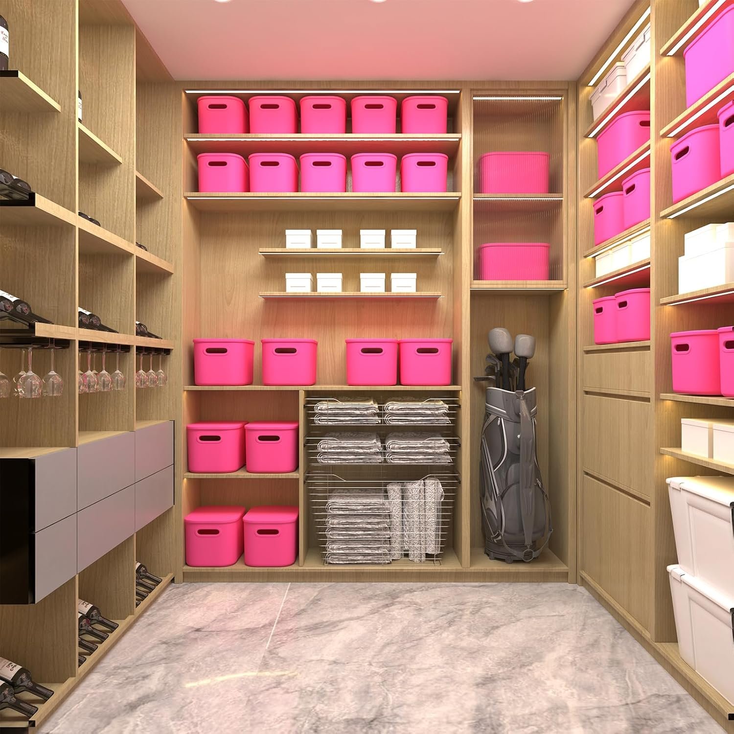 Paquete de 8 contenedores de almacenamiento coloridos con tapas, apilables para organizar, cajas de almacenamiento con asa para estantes, bonitos contenedores de almacenamiento para - Imagen 18