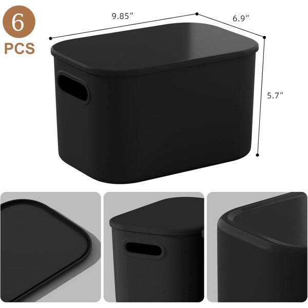 Paquete de 8 contenedores de almacenamiento coloridos con tapas, apilables para organizar, cajas de almacenamiento con asa para estantes, bonitos contenedores de almacenamiento para - Imagen 28