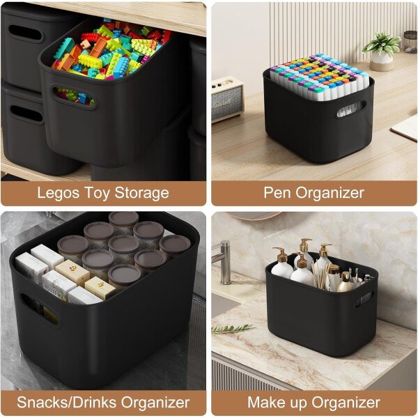 Paquete de 8 contenedores de almacenamiento coloridos con tapas, apilables para organizar, cajas de almacenamiento con asa para estantes, bonitos contenedores de almacenamiento para - Imagen 38