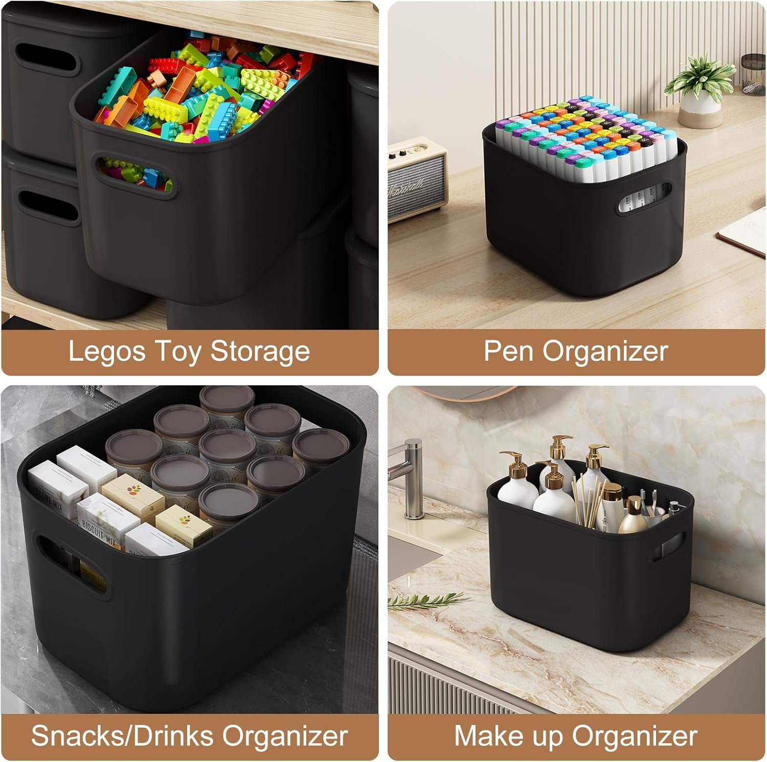 Paquete de 8 contenedores de almacenamiento coloridos con tapas, apilables para organizar, cajas de almacenamiento con asa para estantes, bonitos contenedores de almacenamiento para - Imagen 38