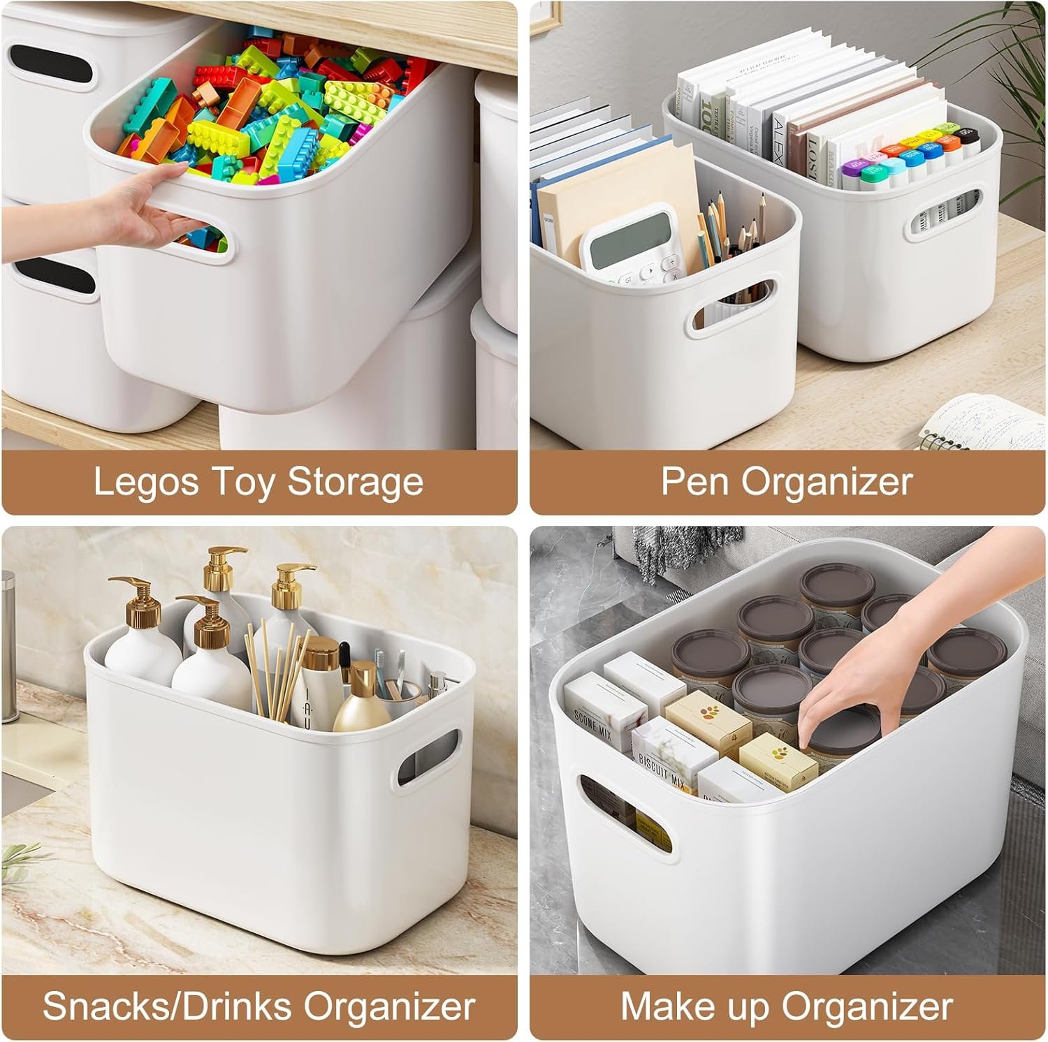 Paquete de 8 contenedores de almacenamiento coloridos con tapas, apilables para organizar, cajas de almacenamiento con asa para estantes, bonitos contenedores de almacenamiento para - Imagen 47