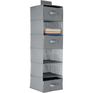 Amazon Basics - Organizador de almacenamiento de 6 niveles para colgar en el armario con cajones extraíbles