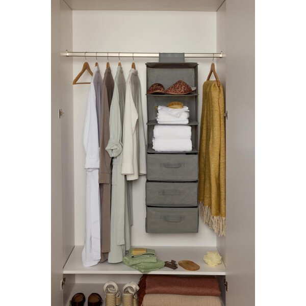 Amazon Basics - Organizador de almacenamiento de 6 niveles para colgar en el armario con cajones extraíbles - Imagen 2