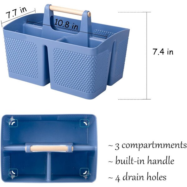 rejomiik Cesta portátil para ducha, organizador de limpieza de plástico, bolsa de almacenamiento con asa para baño, universidad, artículos esenciales de habitación, color rosa - Imagen 11
