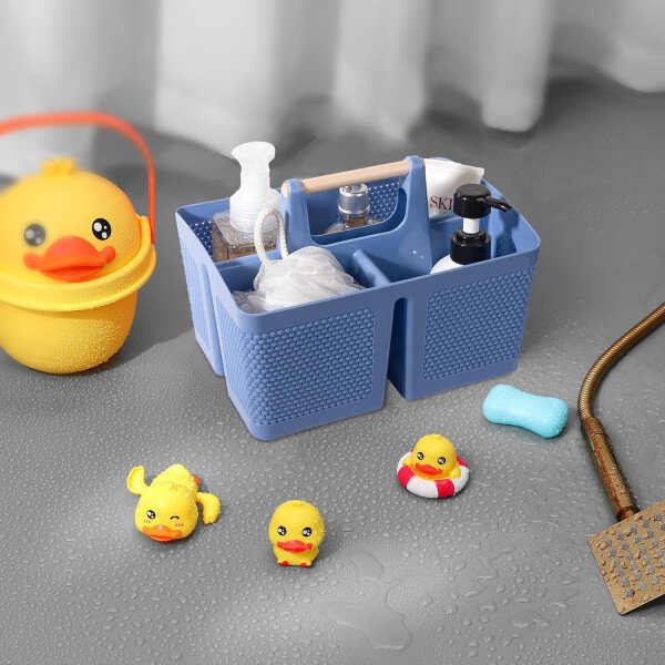 rejomiik Cesta portátil para ducha, organizador de limpieza de plástico, bolsa de almacenamiento con asa para baño, universidad, artículos esenciales de habitación, color rosa - Imagen 12