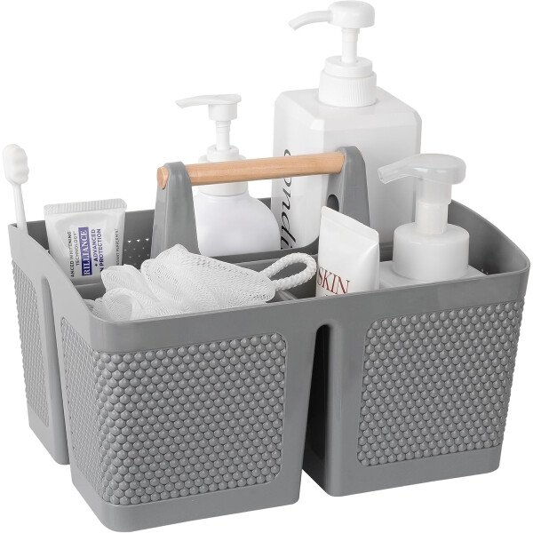 rejomiik Cesta portátil para ducha, organizador de limpieza de plástico, bolsa de almacenamiento con asa para baño, universidad, artículos esenciales de habitación, color rosa - Imagen 15