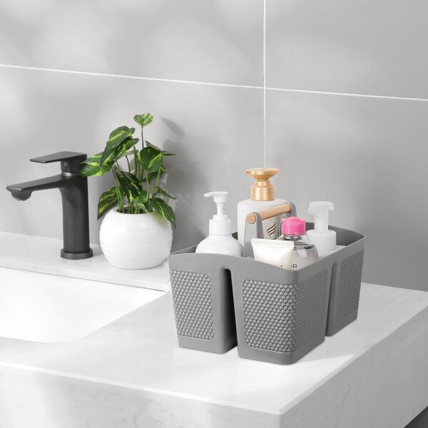 rejomiik Cesta portátil para ducha, organizador de limpieza de plástico, bolsa de almacenamiento con asa para baño, universidad, artículos esenciales de habitación, color rosa - Imagen 16