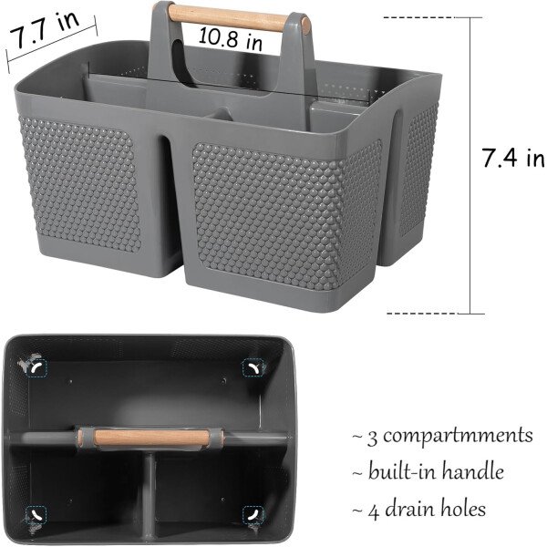 rejomiik Cesta portátil para ducha, organizador de limpieza de plástico, bolsa de almacenamiento con asa para baño, universidad, artículos esenciales de habitación, color rosa - Imagen 17