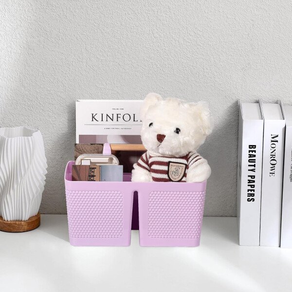 rejomiik Cesta portátil para ducha, organizador de limpieza de plástico, bolsa de almacenamiento con asa para baño, universidad, artículos esenciales de habitación, color rosa - Imagen 27