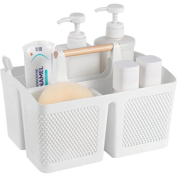 rejomiik Cesta portátil para ducha, organizador de limpieza de plástico, bolsa de almacenamiento con asa para baño, universidad, artículos esenciales de habitación, color rosa - Imagen 34