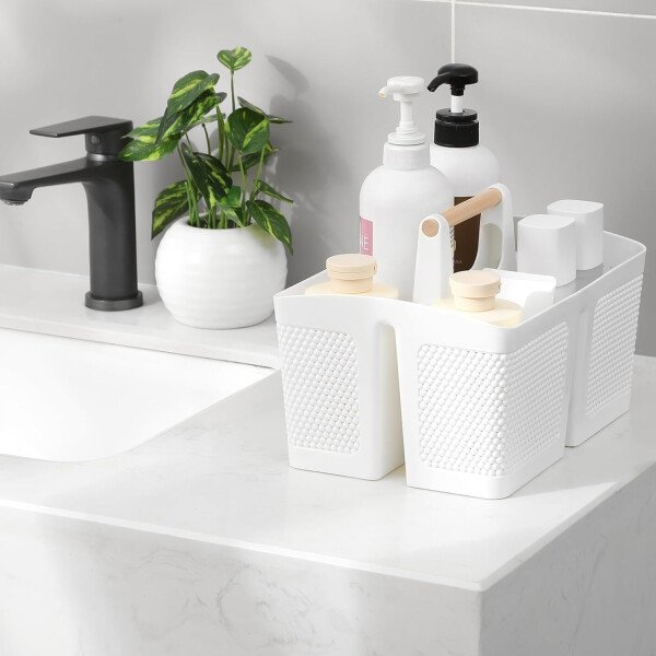 rejomiik Cesta portátil para ducha, organizador de limpieza de plástico, bolsa de almacenamiento con asa para baño, universidad, artículos esenciales de habitación, color rosa - Imagen 35