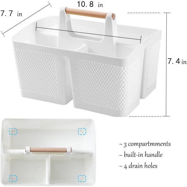 rejomiik Cesta portátil para ducha, organizador de limpieza de plástico, bolsa de almacenamiento con asa para baño, universidad, artículos esenciales de habitación, color rosa - Imagen 36