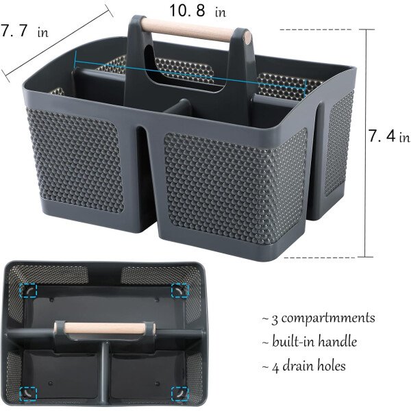 rejomiik Cesta portátil para ducha, organizador de limpieza de plástico, bolsa de almacenamiento con asa para baño, universidad, artículos esenciales de habitación, color rosa - Imagen 40