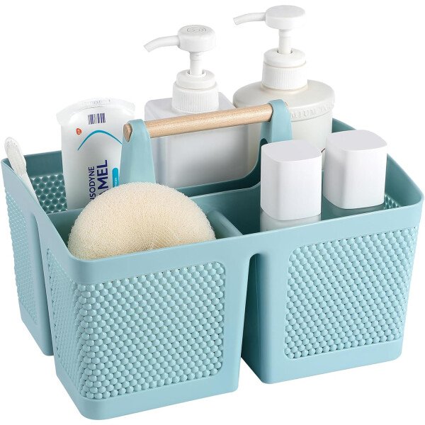 rejomiik Cesta portátil para ducha, organizador de limpieza de plástico, bolsa de almacenamiento con asa para baño, universidad, artículos esenciales de habitación, color rosa - Imagen 42