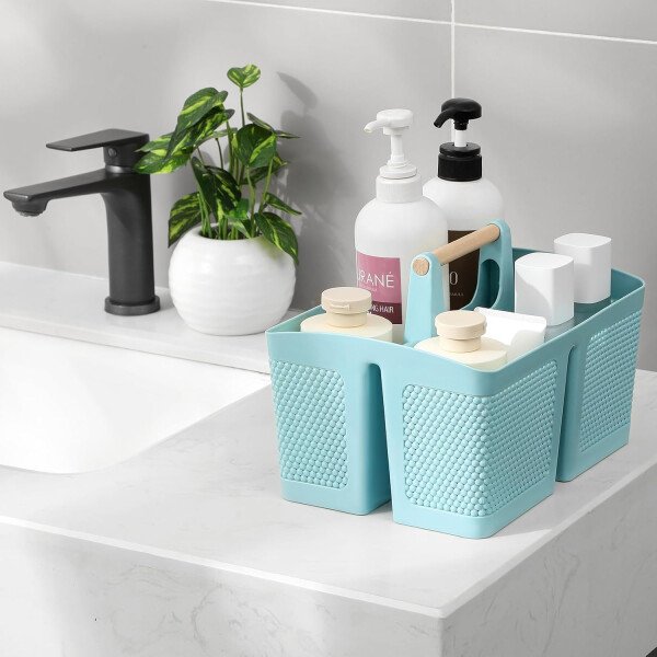 rejomiik Cesta portátil para ducha, organizador de limpieza de plástico, bolsa de almacenamiento con asa para baño, universidad, artículos esenciales de habitación, color rosa - Imagen 43