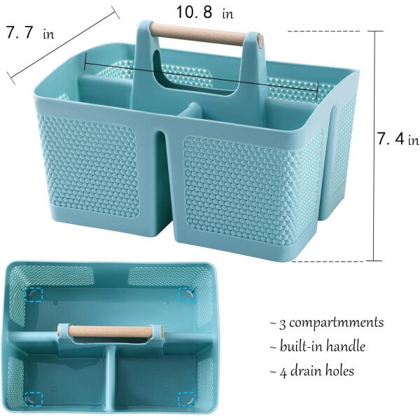 rejomiik Cesta portátil para ducha, organizador de limpieza de plástico, bolsa de almacenamiento con asa para baño, universidad, artículos esenciales de habitación, color rosa - Imagen 44