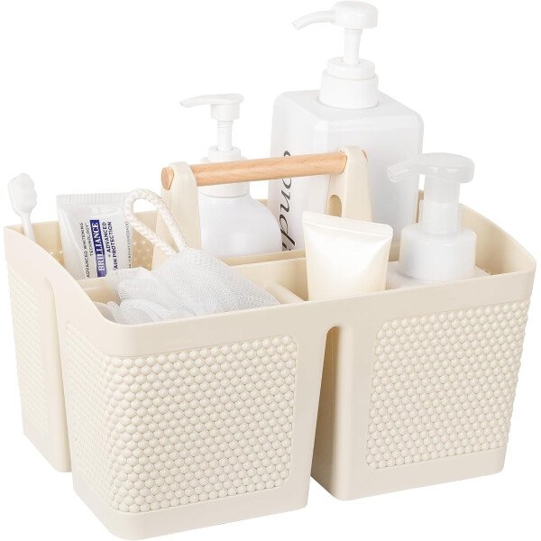 rejomiik Cesta portátil para ducha, organizador de limpieza de plástico, bolsa de almacenamiento con asa para baño, universidad, artículos esenciales de habitación, color rosa - Imagen 46