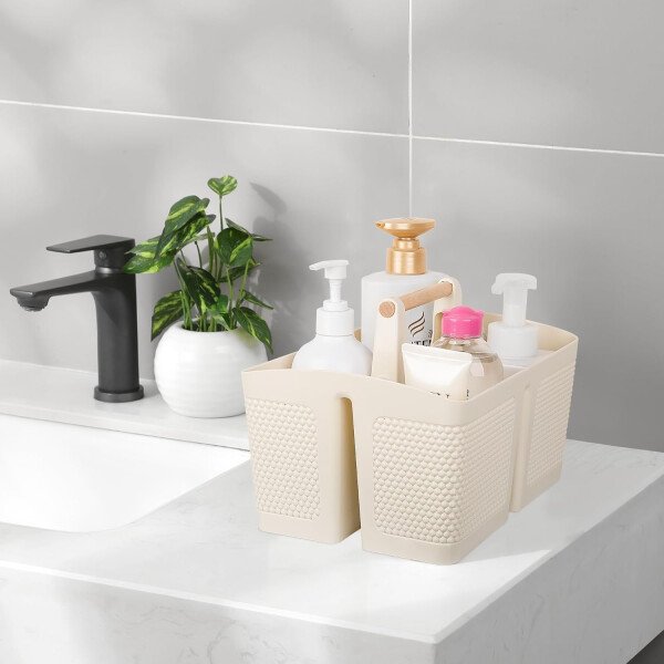 rejomiik Cesta portátil para ducha, organizador de limpieza de plástico, bolsa de almacenamiento con asa para baño, universidad, artículos esenciales de habitación, color rosa - Imagen 47