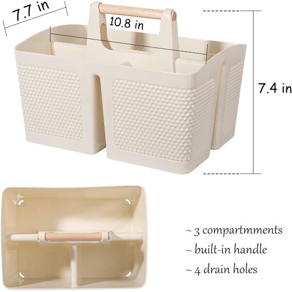 rejomiik Cesta portátil para ducha, organizador de limpieza de plástico, bolsa de almacenamiento con asa para baño, universidad, artículos esenciales de habitación, color rosa - Imagen 48