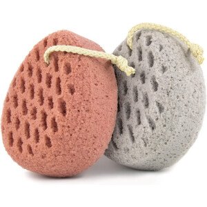 BAIMEI Esponja de baño, esponja de lufa para el cuerpo, esponja de limpieza de puf de ducha, esponja de uso de ducha (rosa gris)