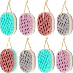 Esponja de baño suave para ducha, esponja suave y calmante para el cuerpo, esponja de ducha para mujeres, hombres y niños, multicolor