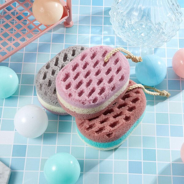 Esponja de baño suave para ducha, esponja suave y calmante para el cuerpo, esponja de ducha para mujeres, hombres y niños, multicolor - Image 3