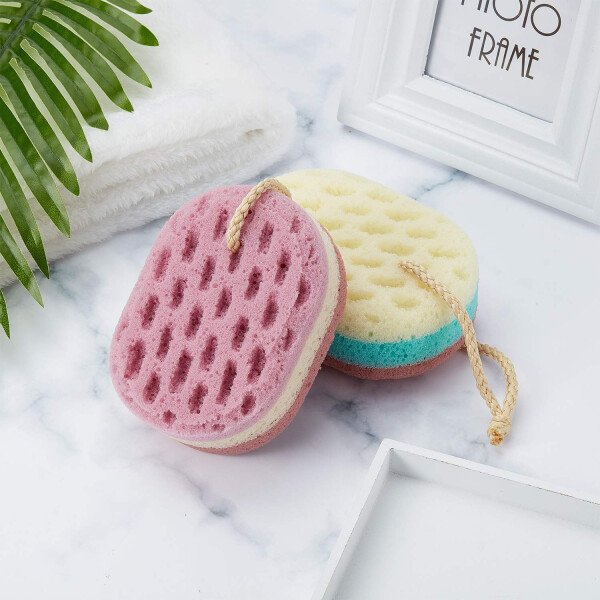Esponja de baño suave para ducha, esponja suave y calmante para el cuerpo, esponja de ducha para mujeres, hombres y niños, multicolor - Image 4
