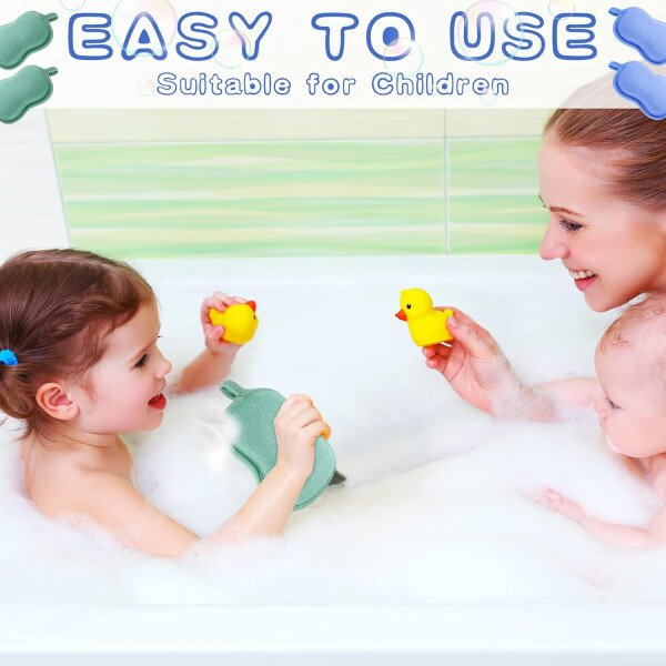 Tatuo Esponja de baño para bebé, 4 piezas, esponja de algodón suave y absorbente para niños, bebés, hombres y mujeres (rojo, morado, verde, azul) - Imagen 9