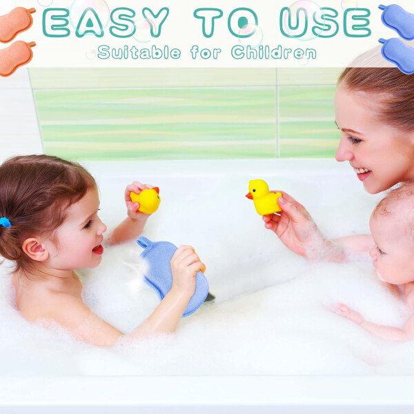 Tatuo Esponja de baño para bebé, 4 piezas, esponja de algodón suave y absorbente para niños, bebés, hombres y mujeres (rojo, morado, verde, azul) - Imagen 22