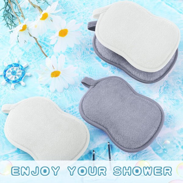 Tatuo Esponja de baño para bebé, 4 piezas, esponja de algodón suave y absorbente para niños, bebés, hombres y mujeres (rojo, morado, verde, azul) - Imagen 29